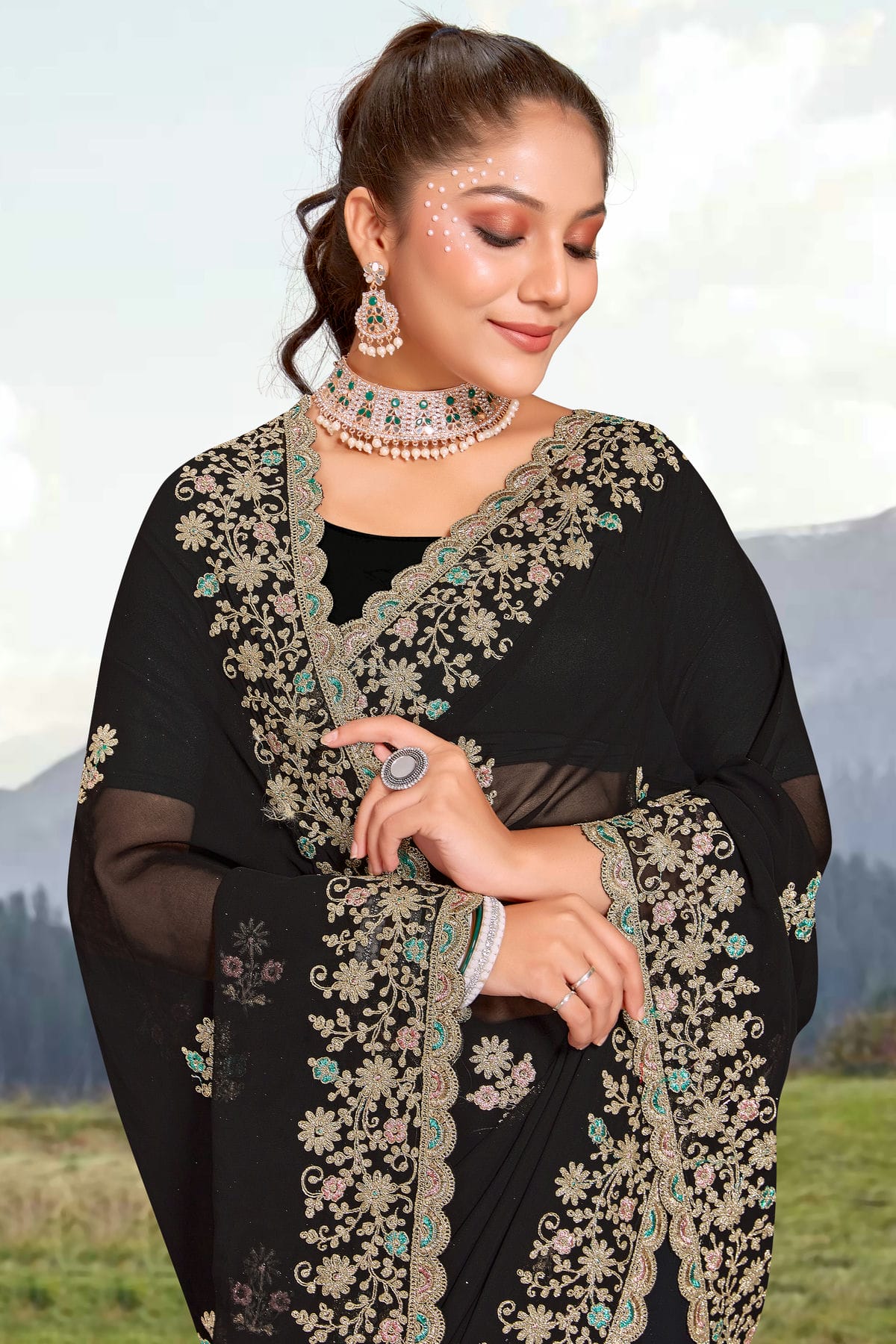 Black Colour Georgette Saree