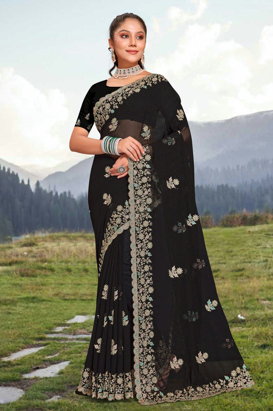 Black Colour Georgette Saree