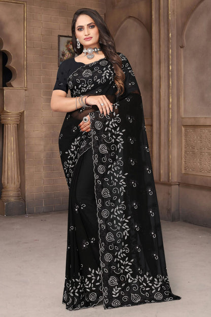 Black Colour Georgette Saree