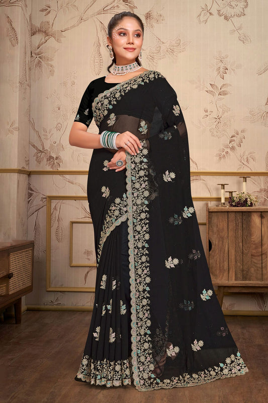 Black Colour Georgette Saree