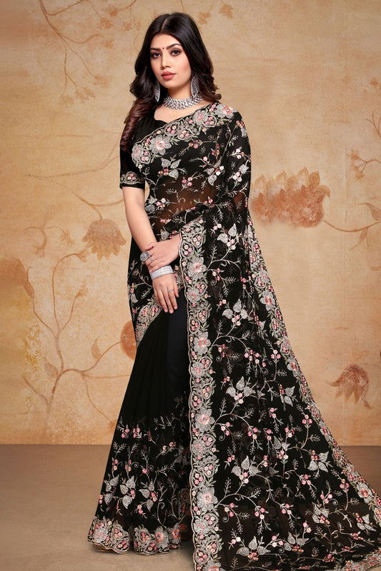 Black Colour Georgette Saree