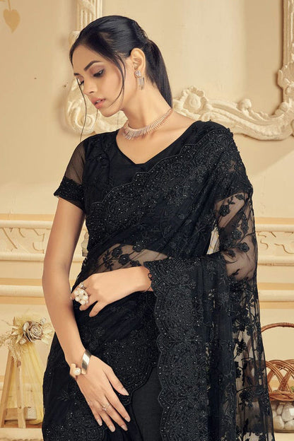 Black Colour Net Saree