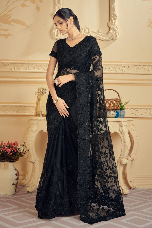 Black Colour Net Saree