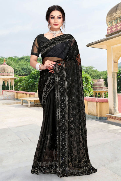 Black Colour Net Saree