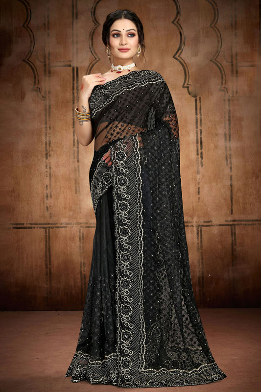 Black Colour Net Saree