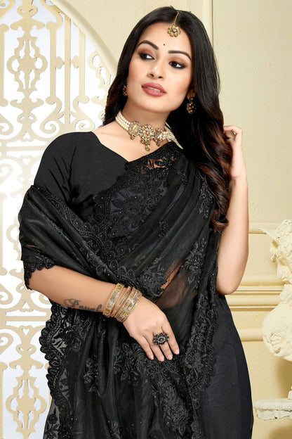 Black Colour Net Saree