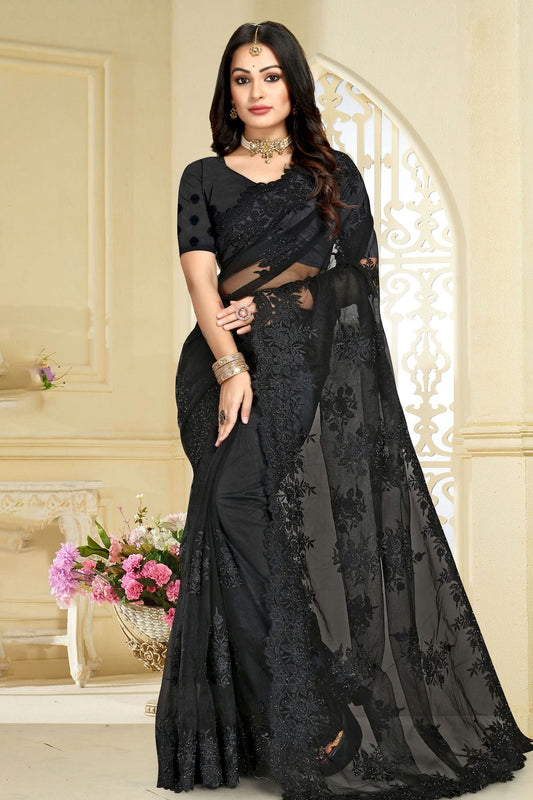 Black Colour Net Saree