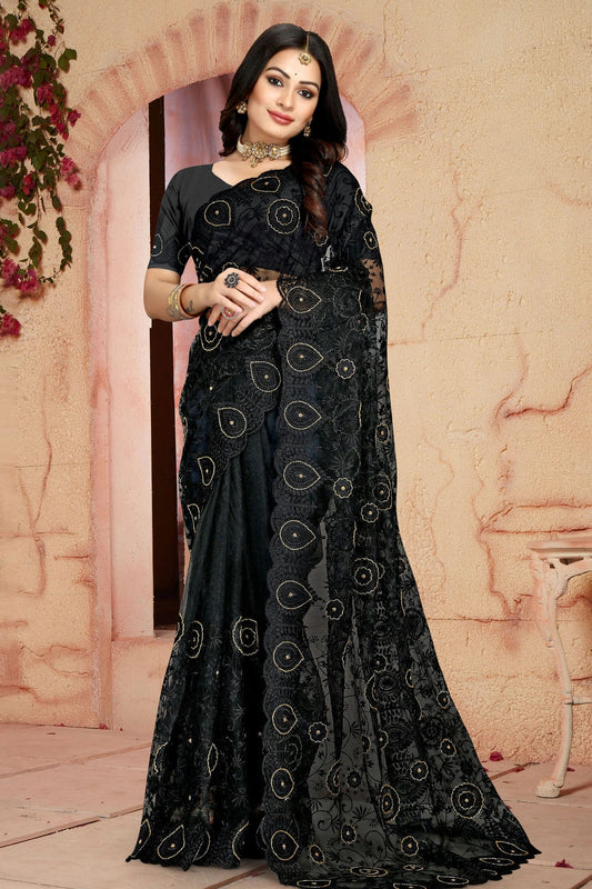 Black Colour Net Saree