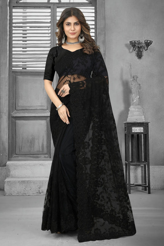 Black Colour Net Saree