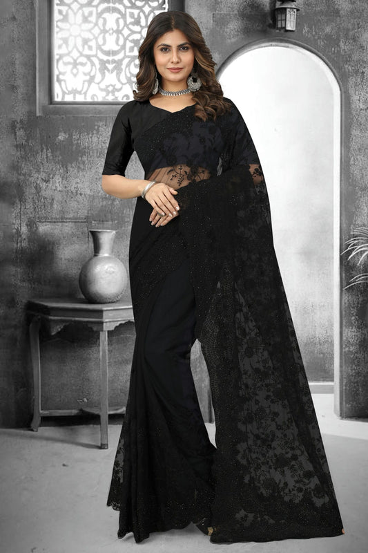 Black Colour Net Saree