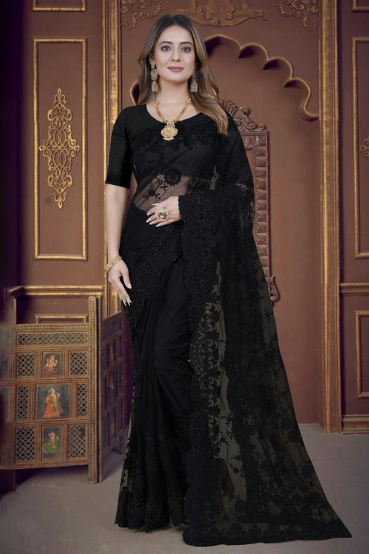 Black Colour Net Saree