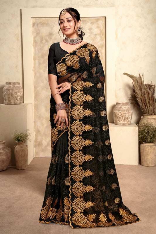 Black Colour Net Saree