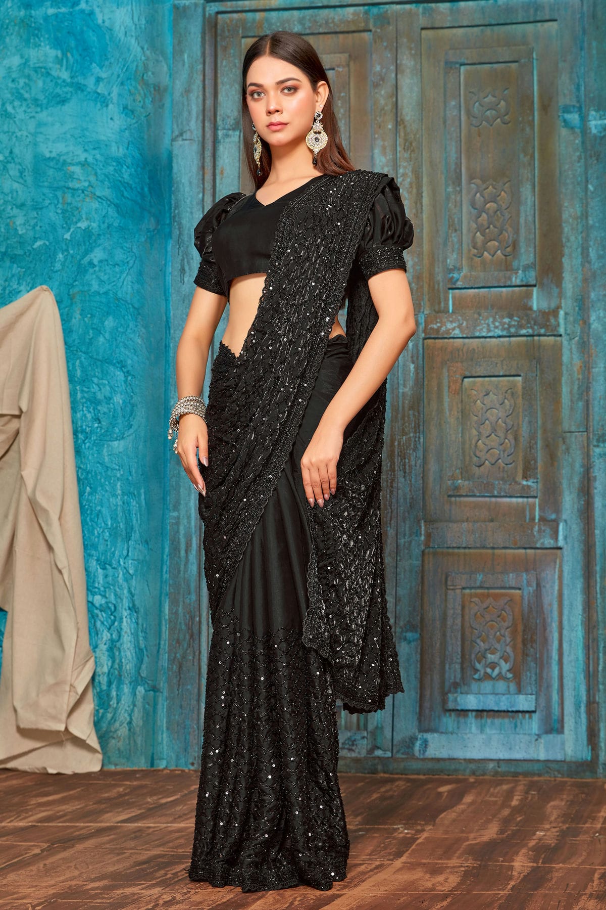 Black Colour Silk Saree