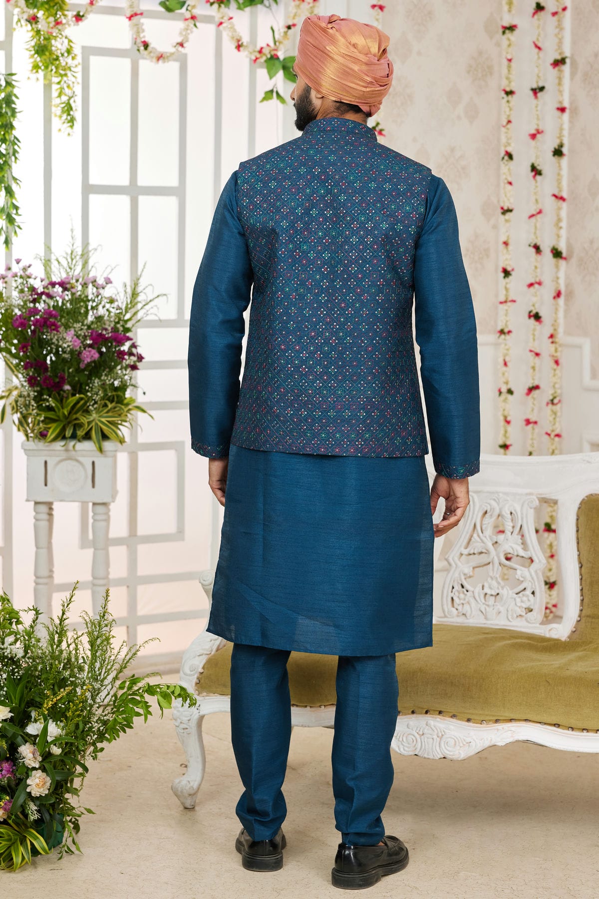 Blue Colour Art Silk Kurta Pajama With Jacket VSKP1230272