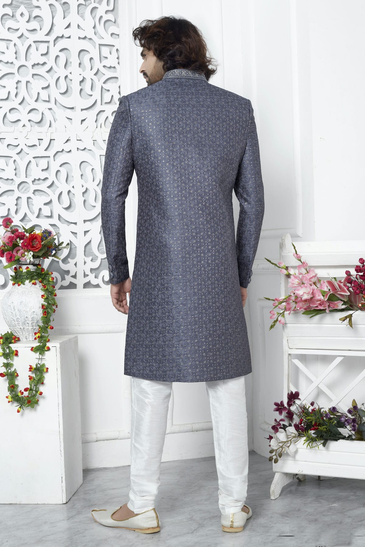 Blue Colour Art Silk Sherwani With Churidar Pant VSSH1230067