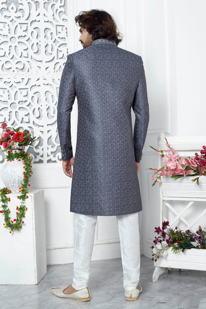 Blue Colour Art Silk Sherwani With Churidar Pant VSSH1230067