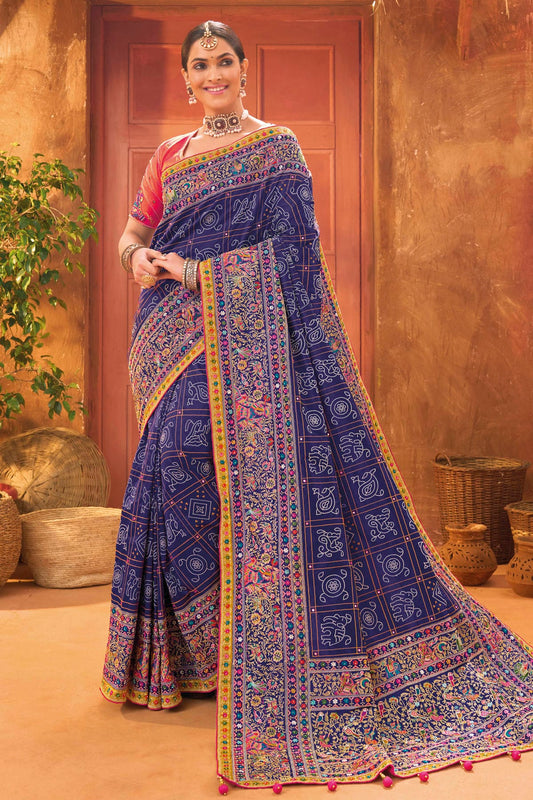 Blue Colour Banarasi Silk Saree