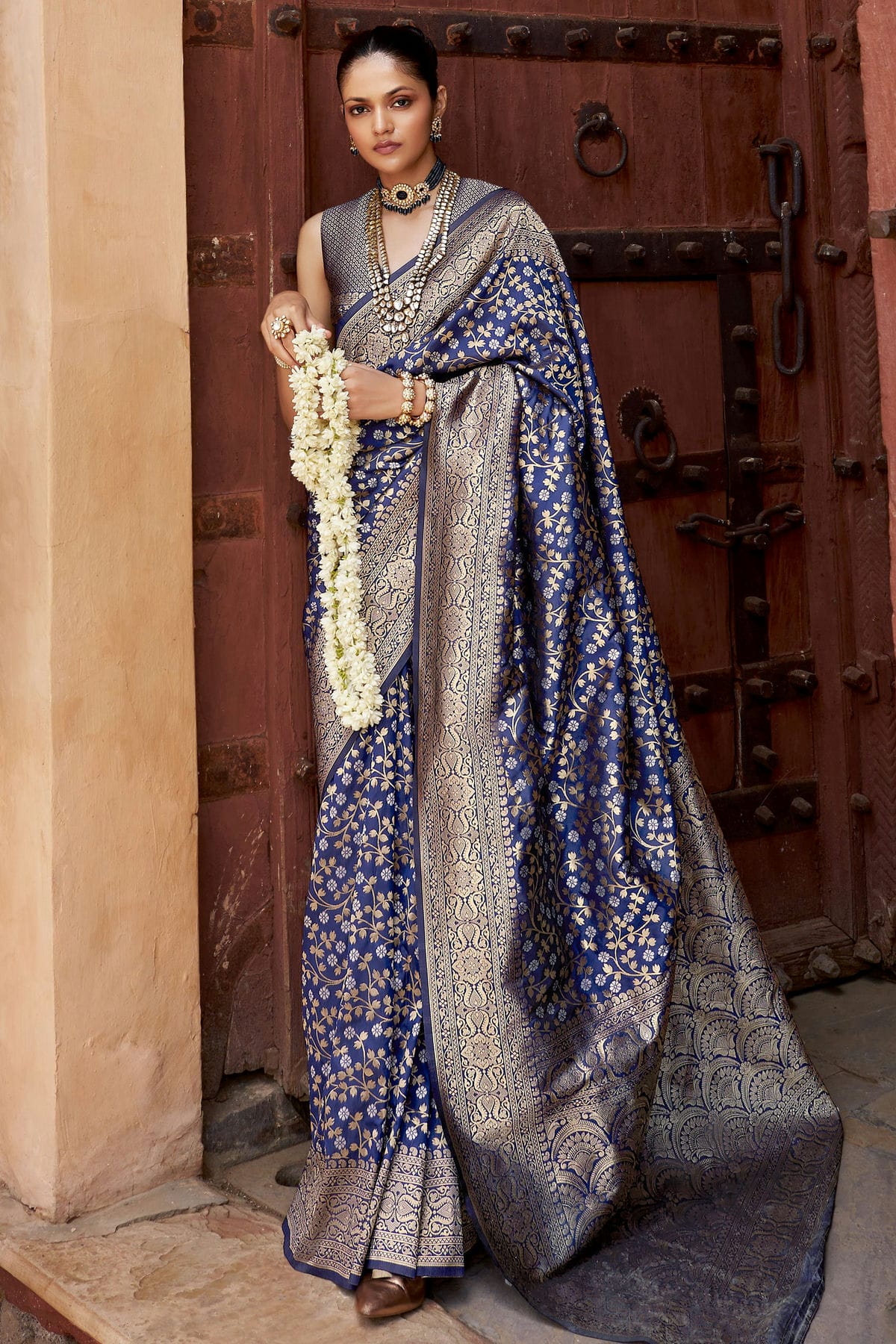 Blue Colour Banarasi Silk Traditional Saree