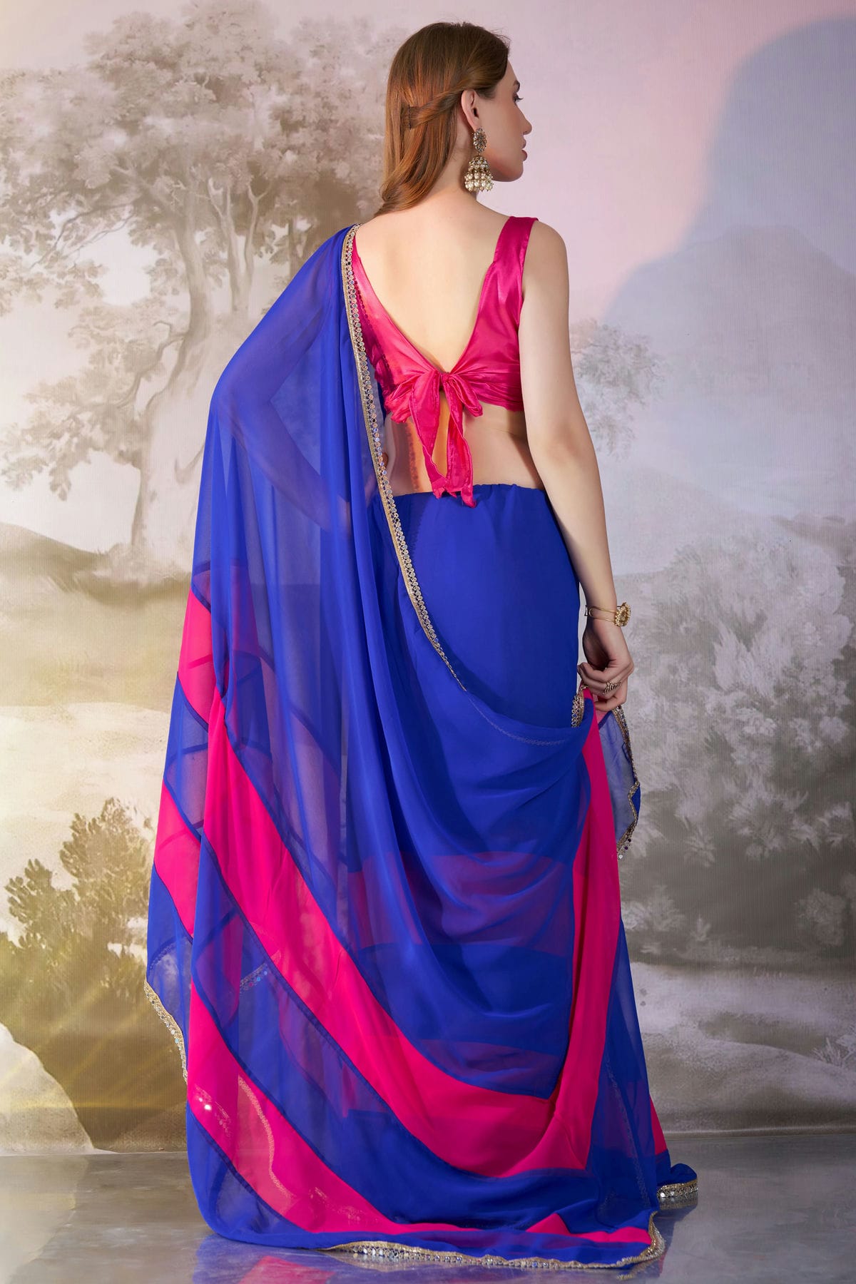 Blue Colour Chiffon Saree VSSD1112768