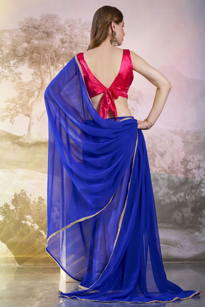 Blue Colour Chiffon Saree VSSD1112769