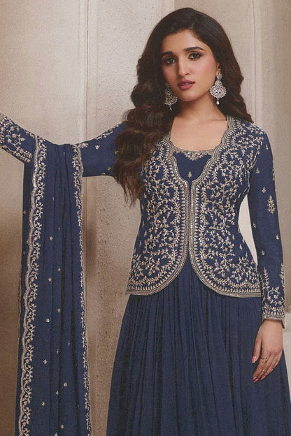 Blue Colour Chinon Anarkali Suit