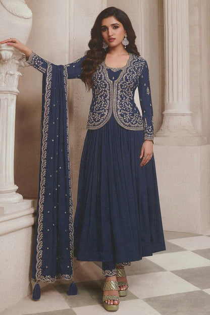 Blue Colour Chinon Anarkali Suit