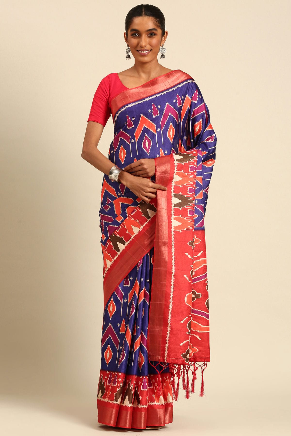 Blue Colour Cotton Printed Saree