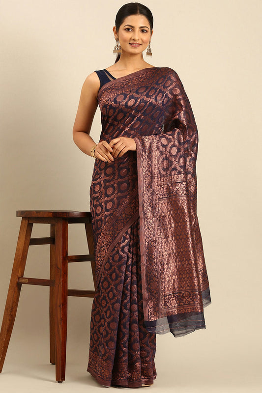 Blue Colour Cotton Traditional Saree