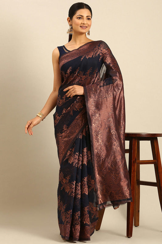 Blue Colour Cotton Traditional Saree