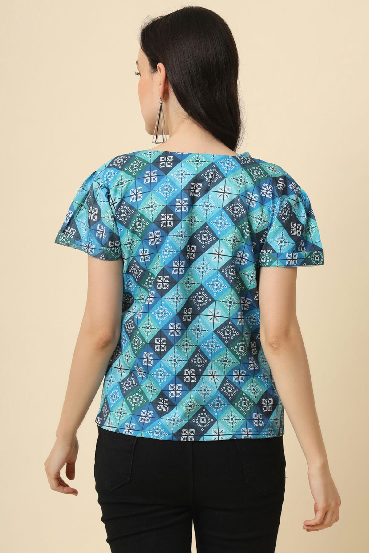 Blue Colour Crepe Readymade Top