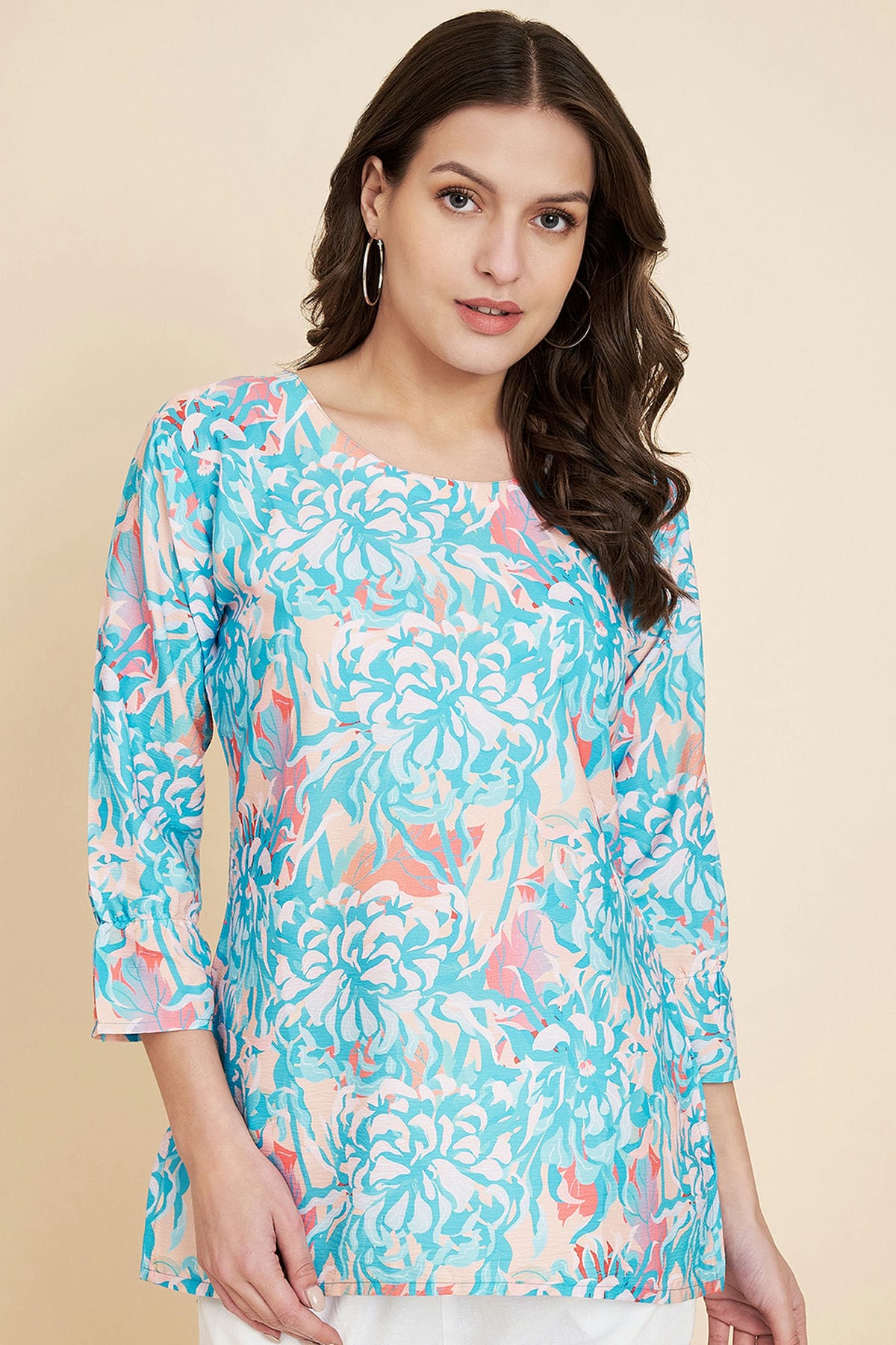 Blue Colour Crush Crepe Readymade Top