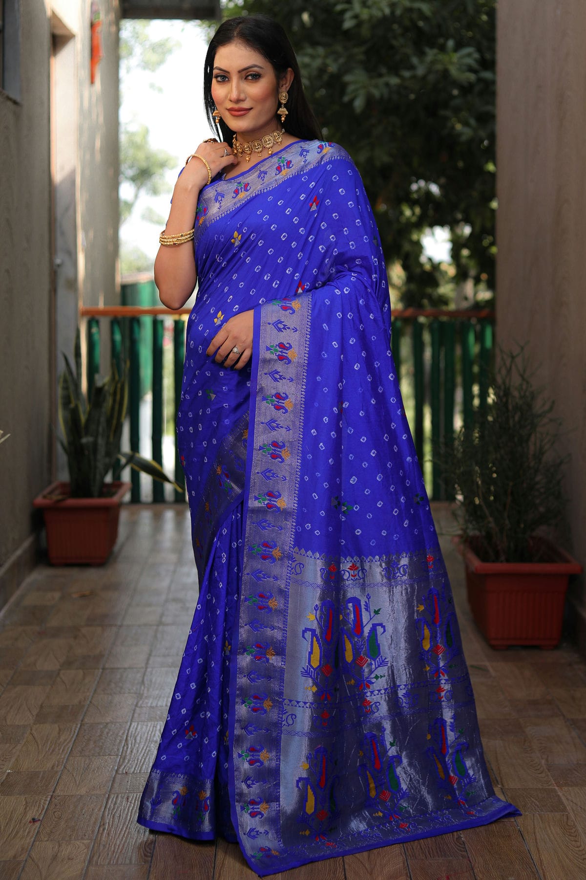 Blue Colour Dola Silk Paithani Saree