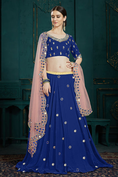 Blue Colour Embroidery Georgette Lehenga Choli