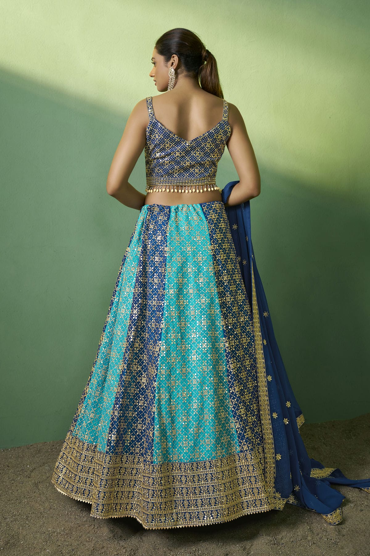 Blue Colour Embroidery Georgette Lehenga Choli