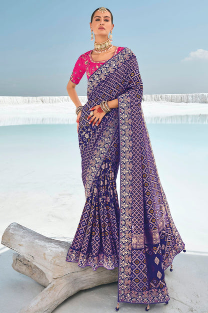 Blue Colour Georgette Designer Saree