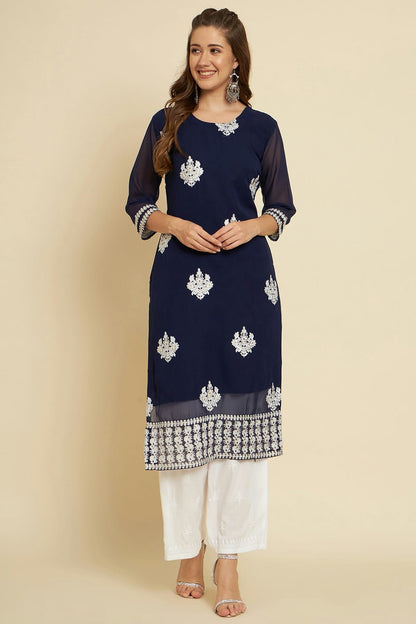 Blue Colour Georgette Kurti