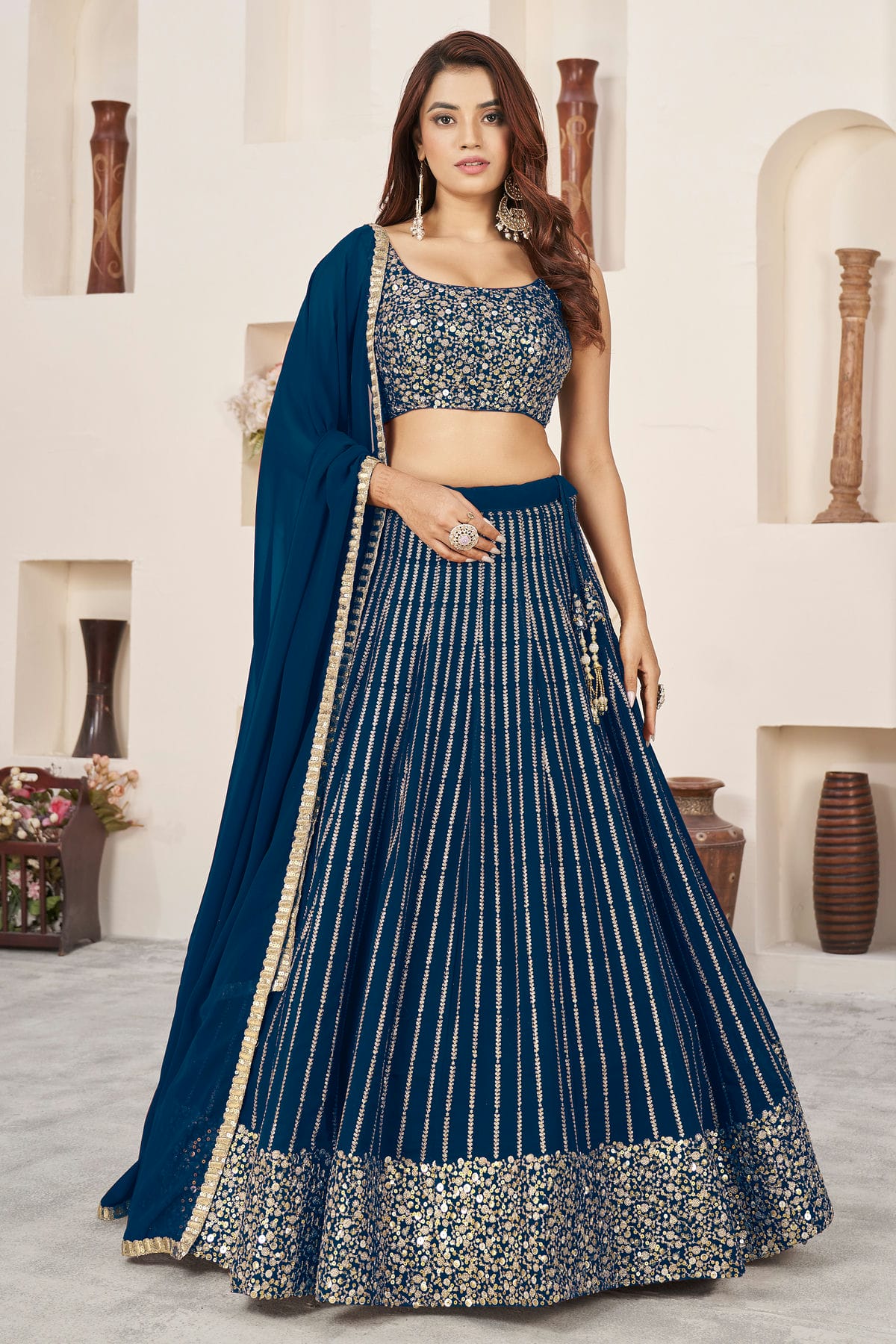 Blue Colour Georgette Lehenga Choli