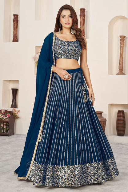 Blue Colour Georgette Lehenga Choli