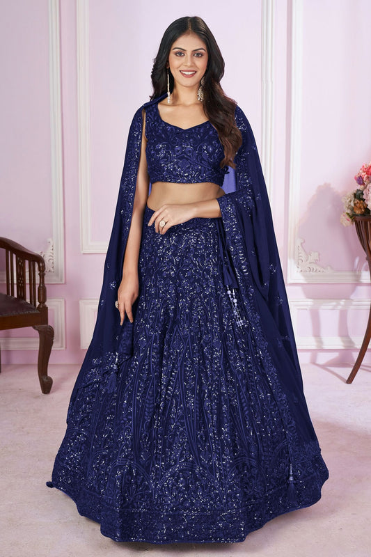 Blue Colour Georgette Lehenga Choli