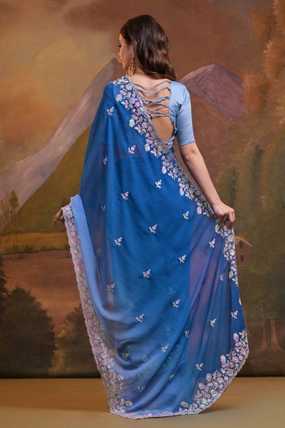 Blue Colour Georgette Saree