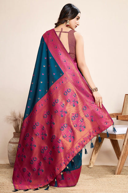 Blue Colour Jacquard Silk Traditional Saree