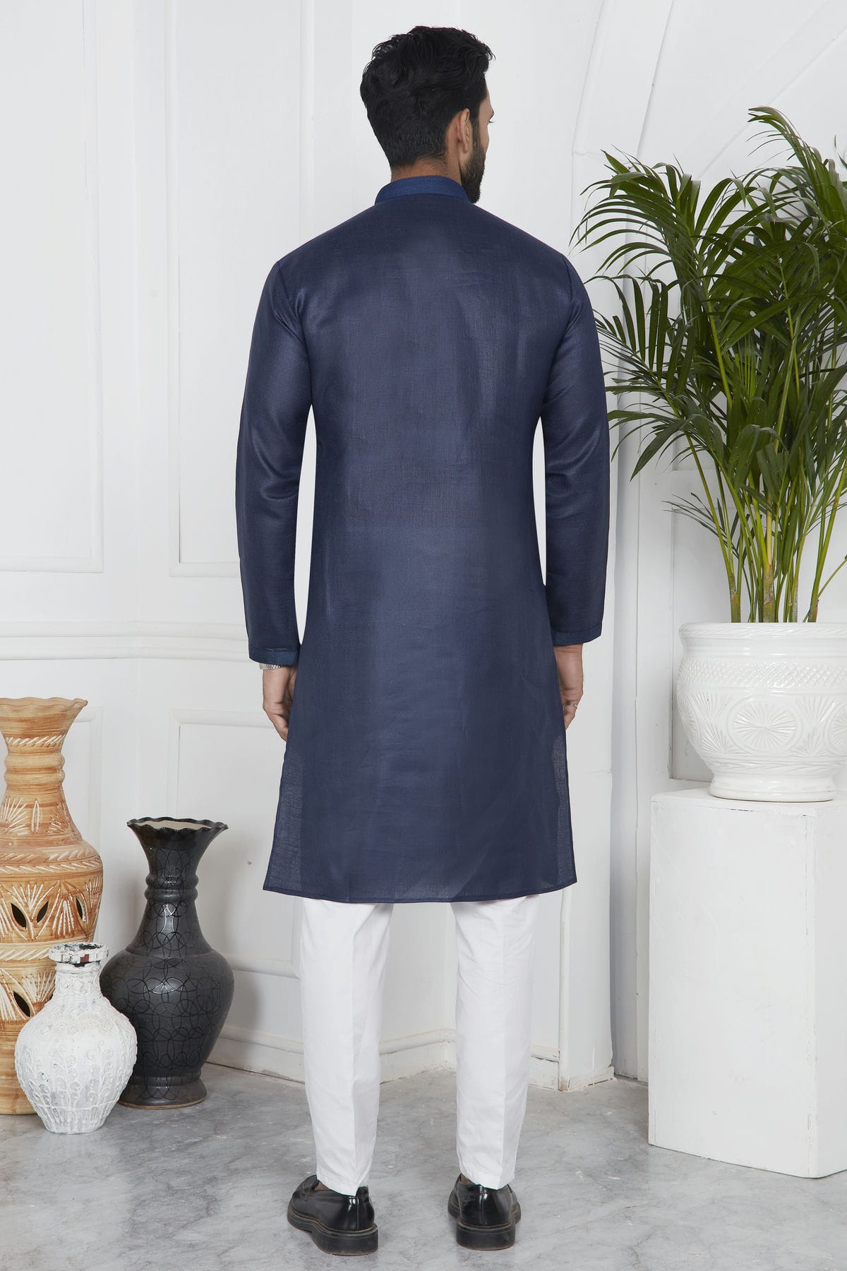 Blue Colour Linen Cotton Pintex Work Kurta Pajama VSKP1230128