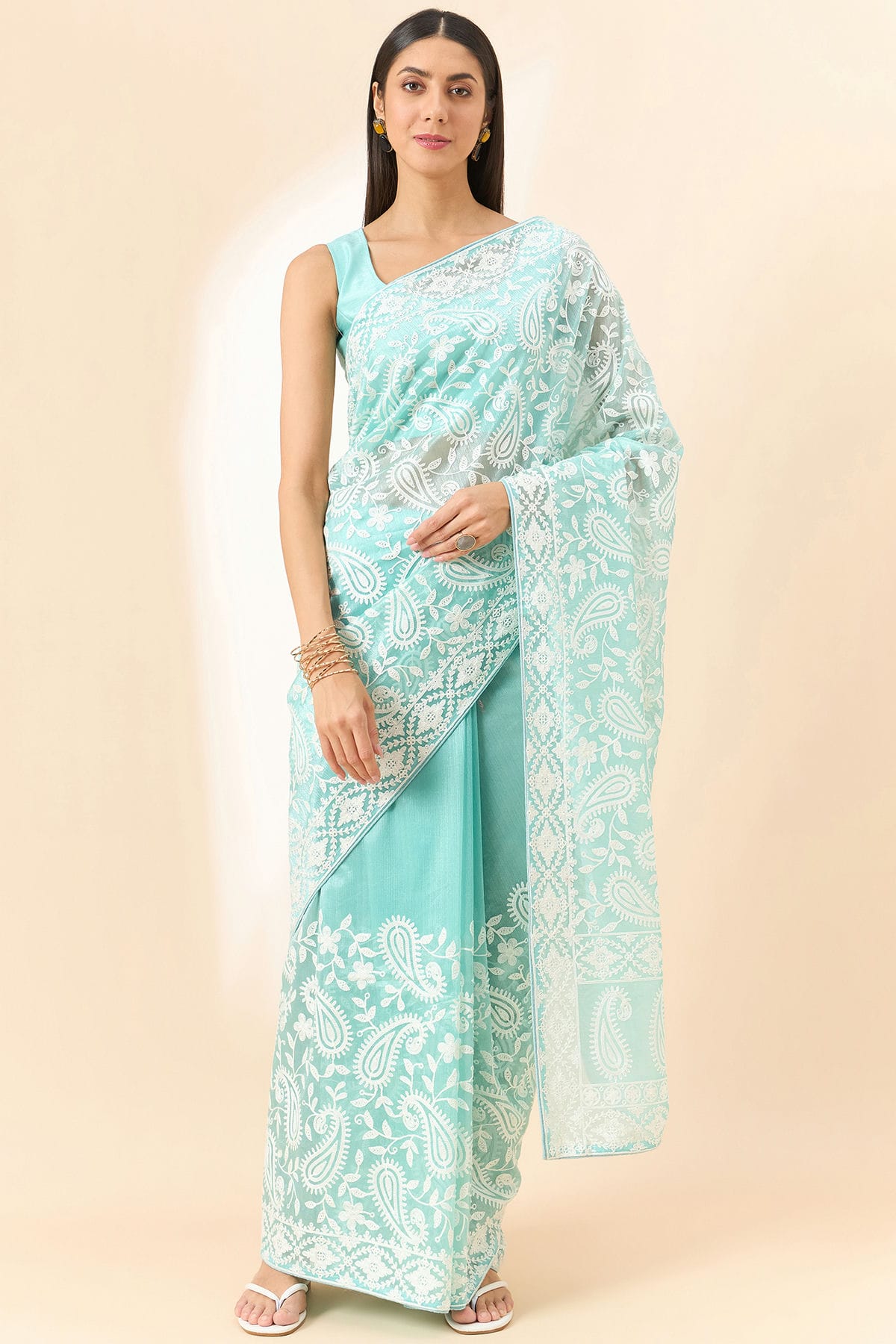 Blue Colour Organza Saree