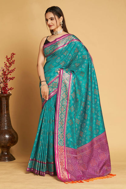 Blue Colour Patola Silk Saree