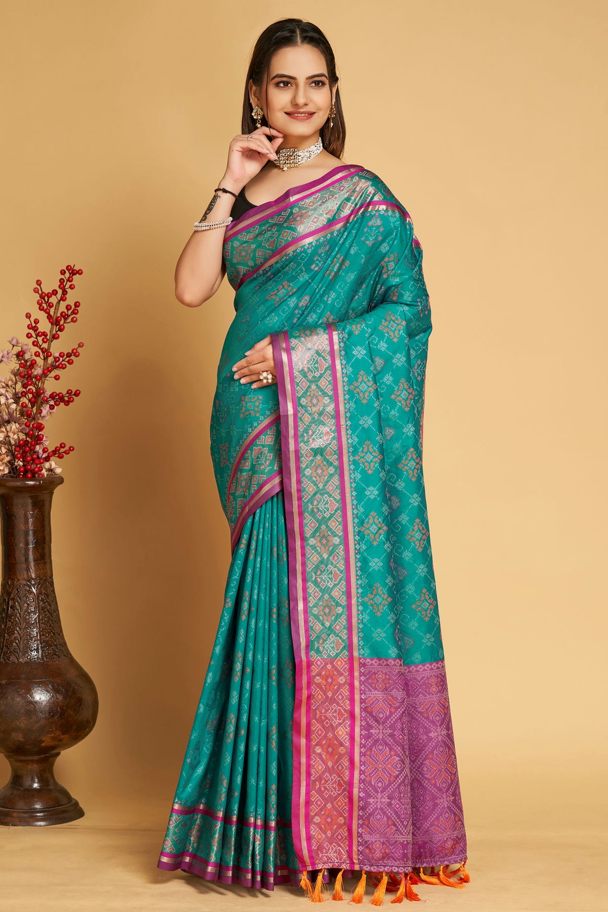 Blue Colour Patola Silk Saree