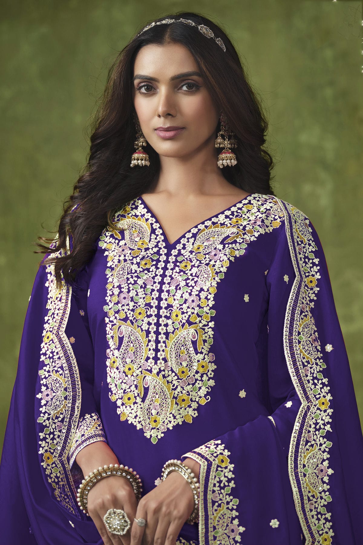 Blue Colour Roman Silk Patiala Suit