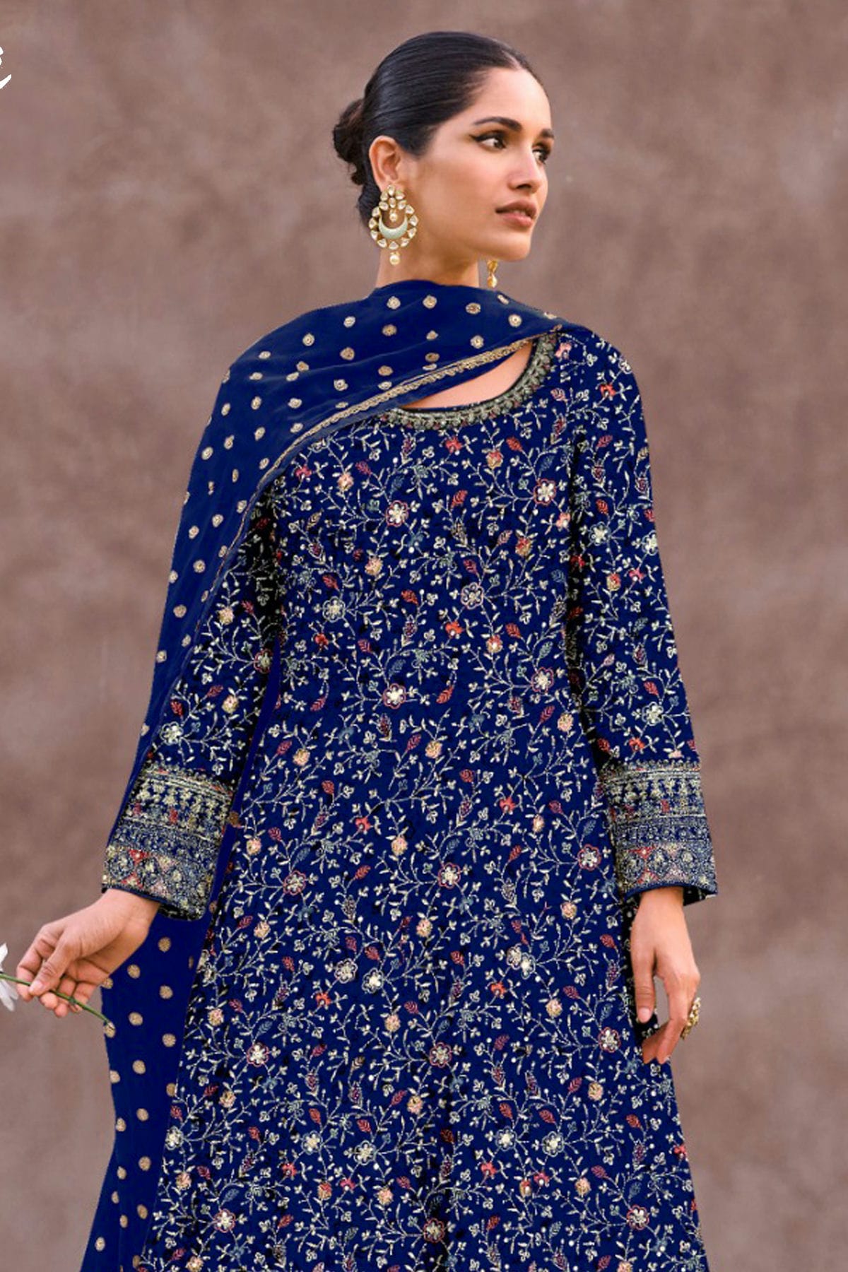 Blue Colour Semi Stitched Georgette Anarkali Suit