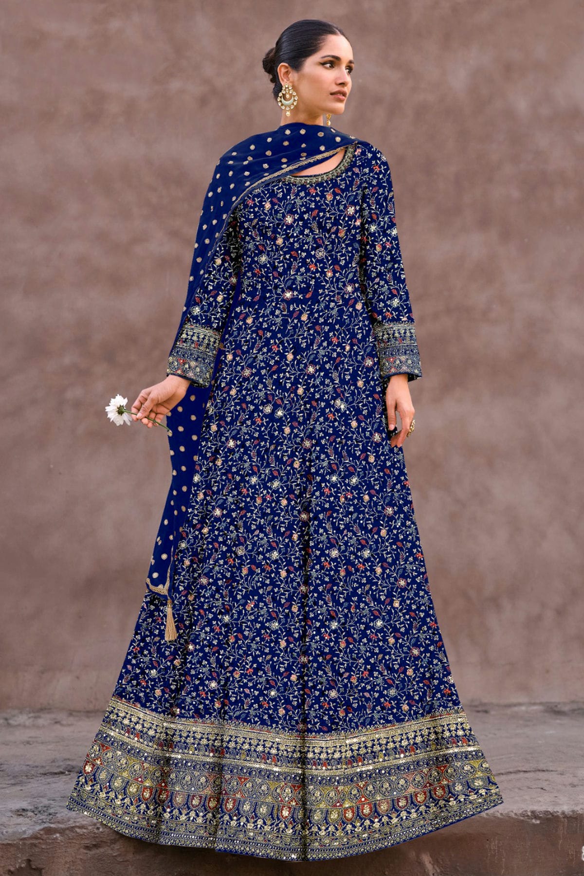 Blue Colour Semi Stitched Georgette Anarkali Suit