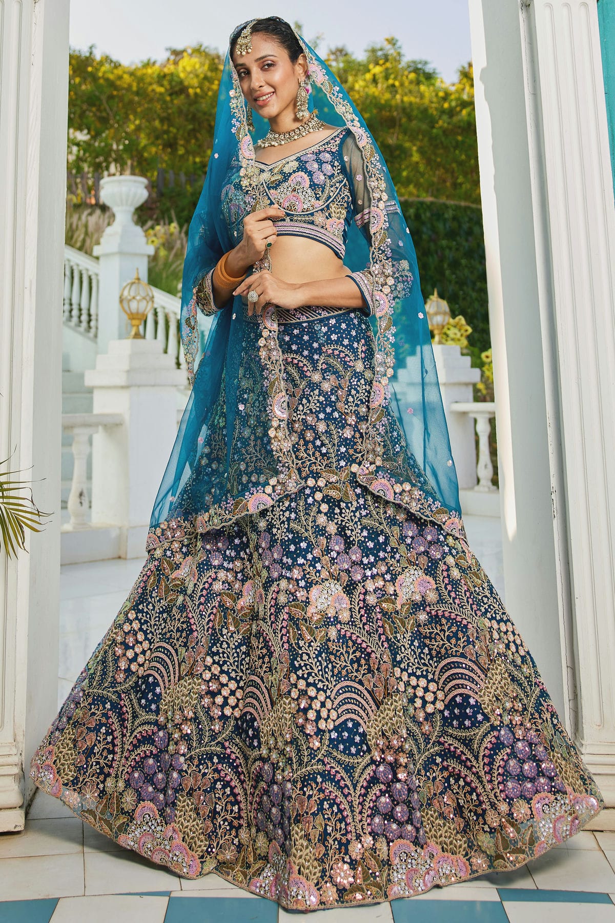 Blue-Colour-Semi-Stitched-Net-Lehenga-Choli-VSLC1112544