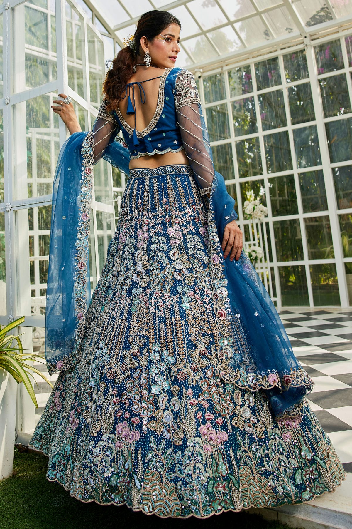 Blue Colour Semi Stitched Net Lehenga Choli VSLC1112551